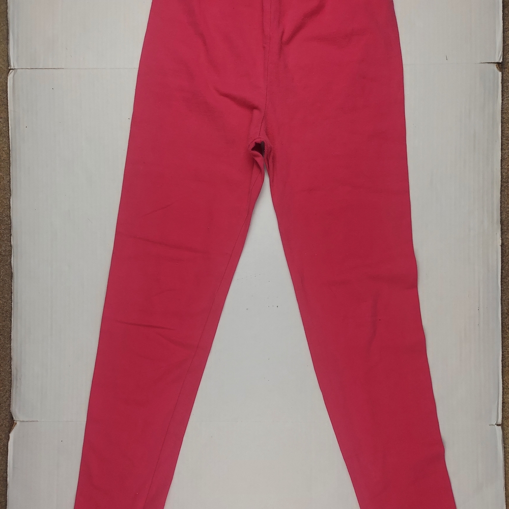 Hot Pink 90s Leggings 100% Cotton Knit 80s Workout Aerobic Style Ankle Length